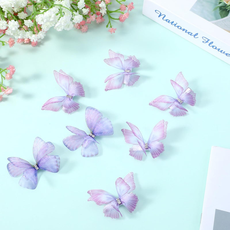 Bremorou 20 Pcs Moving Butterfly Hair Clips For Women Moving Glitter 3d Realistic Purple Y2k Glitter Hair Barrettes Cute Hair Claws Kawaii Butterfly Hair Accessories For Teens Women Gifts - Image 3
